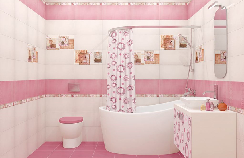 Нежно-розовая ванная