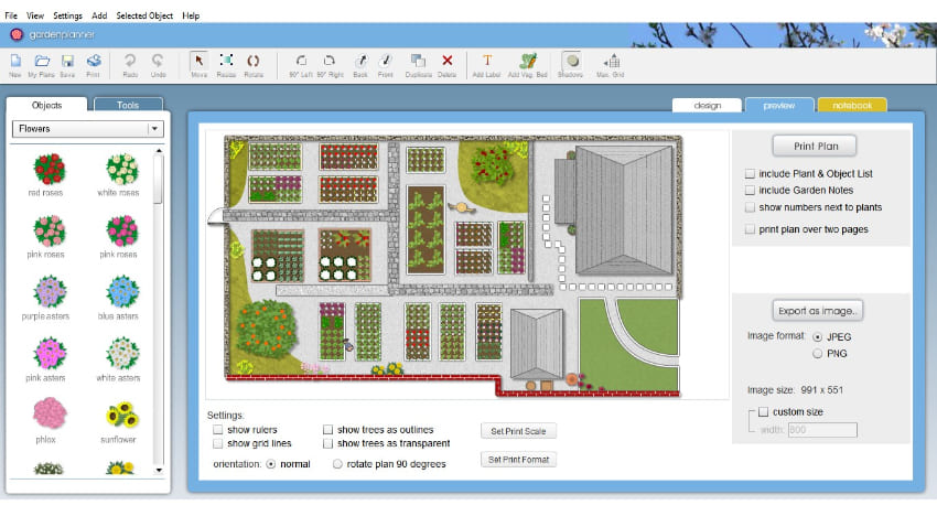 Интерфейс программы Garden Planner