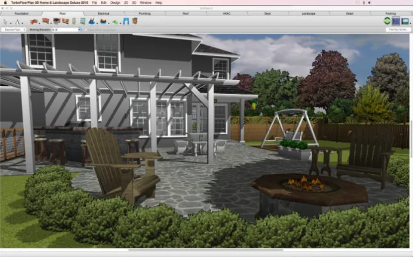 Интерфейс программы TurboFloorPlan 3D Home & Landscape Pro